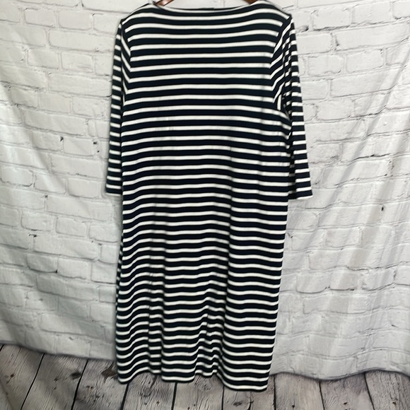Talbots Woman’s Navy Striped Embellished V-Neck Long Sleeve Dress Size 2X New - Picture 2 of 16